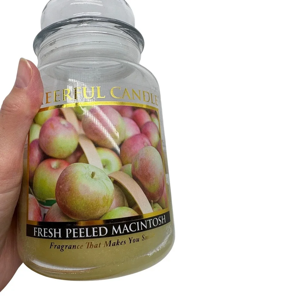Cheerful Candle‎ Fresh Peeled Macintosh 24oz 2-Wick Glass Jar Scented USA *Used